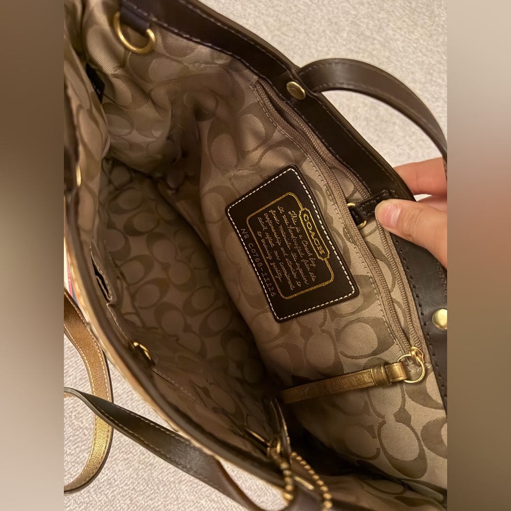 Coach Vibrant Striped Tote with Gold Accents - Picture 10 of 15